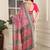 pink printed pure cotton pink saree with blouse