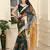Green printed pure cotton Green saree with blouse