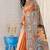 orange printed pure cotton orange saree with blouse