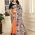 orange printed pure cotton orange saree with blouse