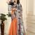 orange printed pure cotton orange saree with blouse
