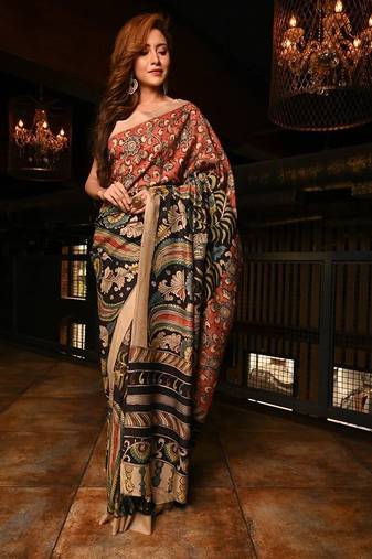 multicolor printed pure cotton multicolor saree with blouse