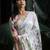 white printed pure cotton white saree with blouse