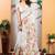 white printed pure cotton white saree with blouse