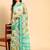 green printed pure cotton green saree with blouse