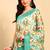green printed pure cotton green saree with blouse