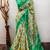 green printed pure cotton green saree with blouse