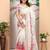white printed pure cotton white saree with blouse