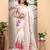 white printed pure cotton white saree with blouse