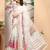 white printed pure cotton white saree with blouse