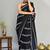 black printed pure cotton black saree with blouse