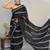 black printed pure cotton black saree with blouse