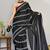 black printed pure cotton black saree with blouse