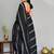 black printed pure cotton black saree with blouse