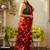 red printed pure cotton red saree with blouse