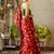 red printed pure cotton red saree with blouse