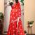 red printed pure cotton red saree with blouse