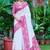 white printed pure cotton white, pink saree with blouse