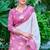 white printed pure cotton white, pink saree with blouse