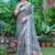 teal printed pure cotton teal green saree with blouse