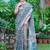 teal printed pure cotton teal green saree with blouse