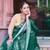 green printed pure cotton green saree with blouse