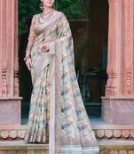 multicolor printed pure cotton multicolor saree with blouse