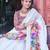 white printed pure cotton white saree with blouse