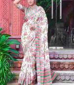 multicolor printed pure cotton multicolor saree with blouse