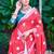 red printed pure cotton red saree with blouse