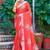 red printed pure cotton red saree with blouse