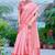 pink printed pure cotton pink saree with blouse