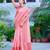 pink printed pure cotton pink saree with blouse
