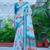 sky_blue printed pure cotton sky blue saree with blouse