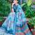 sky_blue printed pure cotton sky blue saree with blouse