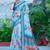 sky_blue printed pure cotton sky blue saree with blouse