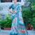 sky_blue printed pure cotton sky blue saree with blouse