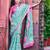 sea_green printed pure cotton sea green saree with blouse