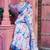 blue printed pure cotton white, blue saree with blouse