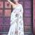 white printed pure cotton white saree with blouse