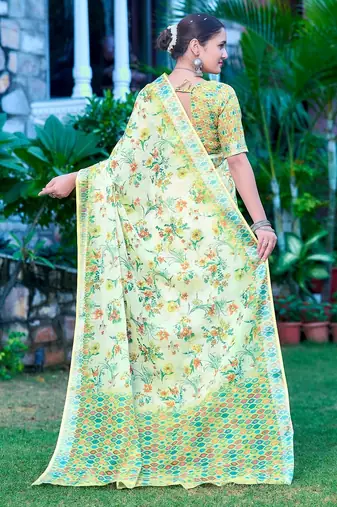 light_green printed pure cotton light green saree with blouse