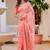 peach printed pure cotton peach saree with blouse