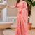 peach printed pure cotton peach saree with blouse