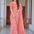 peach printed pure cotton peach saree with blouse