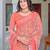 peach printed pure cotton peach saree with blouse