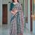 grey printed pure cotton grey saree with blouse