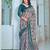 grey printed pure cotton grey saree with blouse