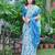 blue printed pure cotton blue saree with blouse