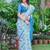 blue printed pure cotton blue saree with blouse