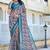 grey printed pure cotton grey saree with blouse